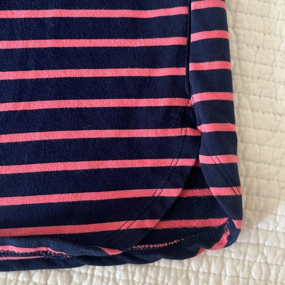 DAKINI Striped Navy and‎ Pink Draw String Pocketed Cotton Knit Women's Skirt - Picture 3 of 6